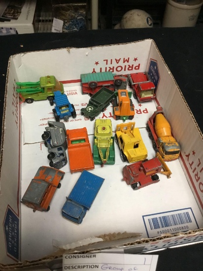 Group of small toy cars made in England for hot wheels