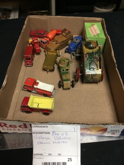 box of vintage vehicles, various makers