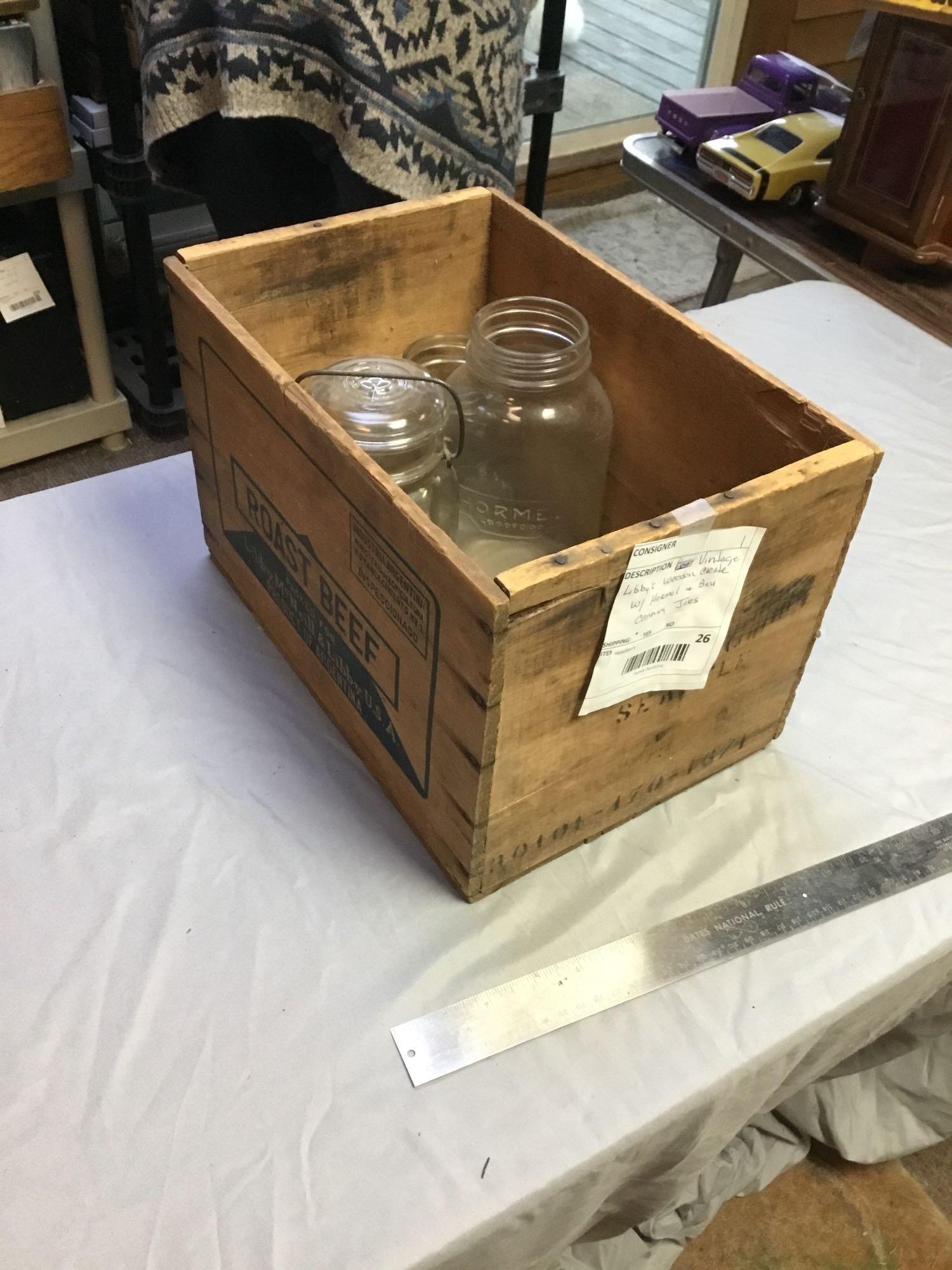 vintage Libbys wooden crate with canning jars Proxibid