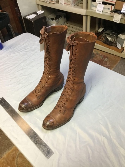 antique womens high top leather shoes