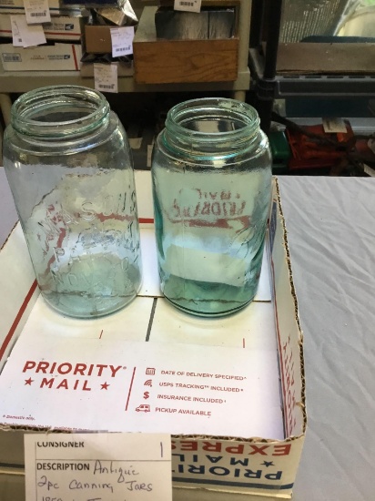 antique two piece canning jars, 1858 triple L- 1900-19 10