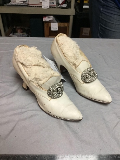 antique slip on shoes with fancy shoe buckles