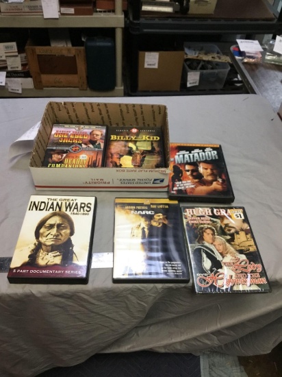 box of movies, most never played