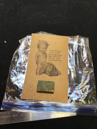 antique 1921 calendar with picture of baby, wanting to go along