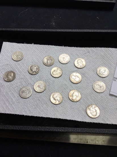 15 piece all silver Washington quarters