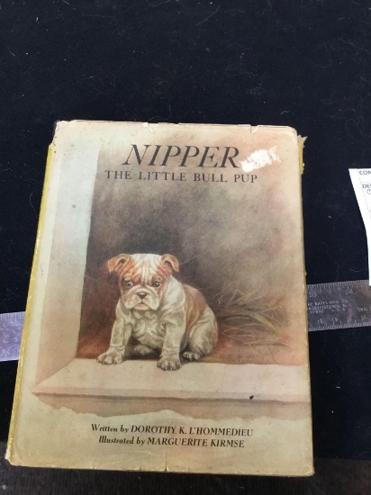 vintage childrens hardback book, nipper the little bull pup