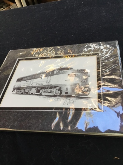 vintage, signed railroad pencil, drawing print by famous local artist HL Scott