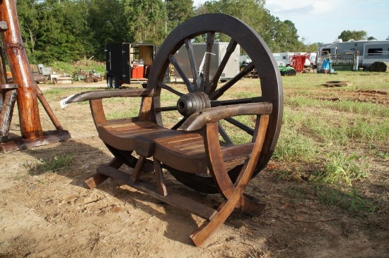 TEAKWOOD WAGON WHEEL BENCH