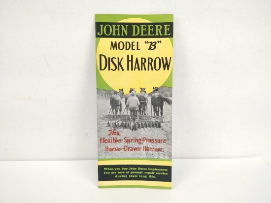 JOHN DEERE B DISK HARROW LITERATURE