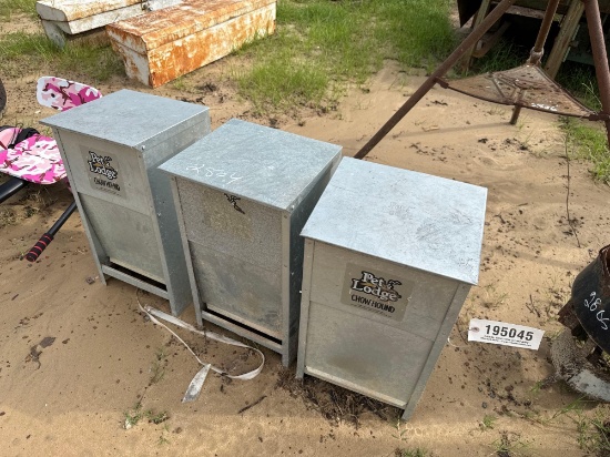 (3) DOG FEEDERS (3) OIL DRIP PANS