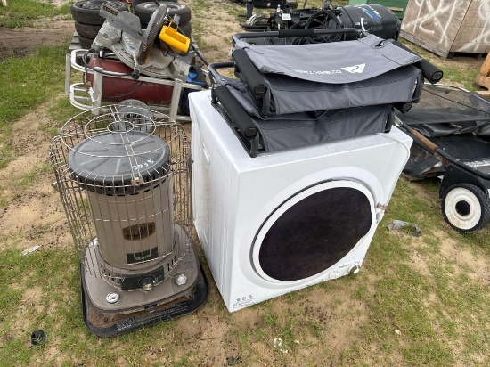 PANDA DRYER, SEARS KEROSENE HEATER, BLEACHER SEATS