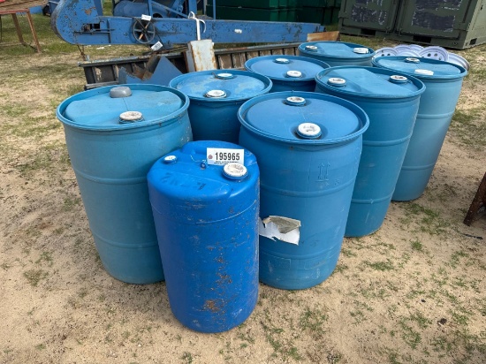 (7) 30 GALLON & (1) 15 GALLON POLY BARRELS