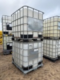 (2) 250 GALLON POLY TOTES W/ CAGES (HYD FLUID)