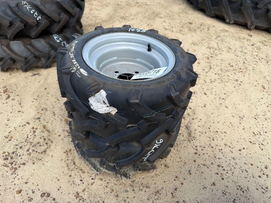 UNUSED (2) 18X8.50-10NHS TIRES ON 4 LUG RIM