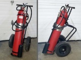 Flag Fire Carbon Dioxide CO2 Extinguisher on Cart