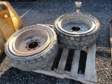 (2) Used Solid Skid Steer Wheels & Tires