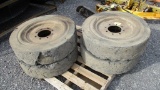 (4) Used Mitco Solid Solver Tires & Wheels