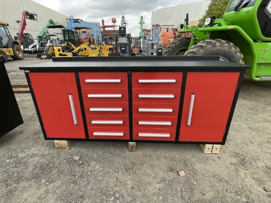 Brand New 7ft 10 Drawer 2 Cabinet Workbench (N29E)