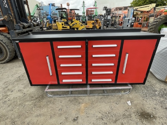 Brand New 7ft 10 Drawer 2 Cabinet Workbench (N30E)