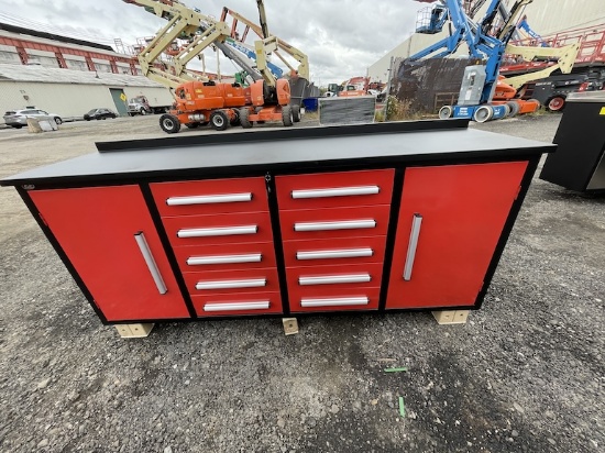 Brand New 7ft 10 Drawer 2 Cabinet Workbench (N8E)