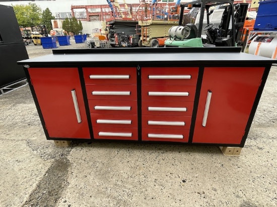 Brand New 7ft 10 Drawer 2 Cabinet Workbench (N70E)