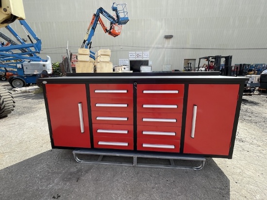 Brand New 7ft 10 Drawer 2 Cabinet Workbench (N60E)