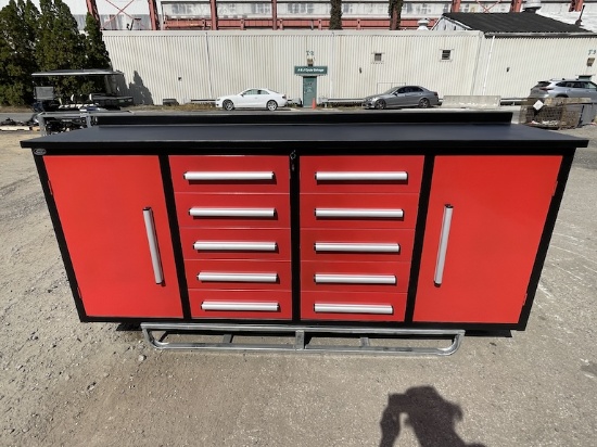 Brand New 7ft 10 Drawer 2 Cabinet Workbench (N58E)