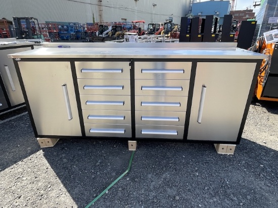 Brand New 7ft 10 Drawer 2 Cabinet Workbench (N57E)