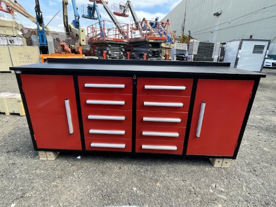 Brand New 7ft 10 Drawer 2 Cabinet Workbench (N54E)