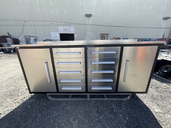 Brand New 7ft 10 Drawer 2 Cabinet Workbench (N56E)