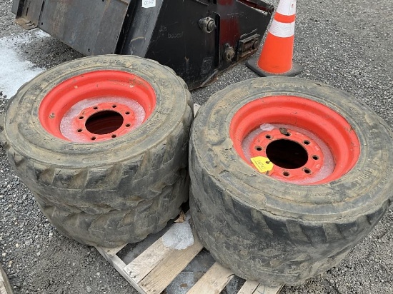 (4) Used 10-16.5 Solid Skid Steer Tires
