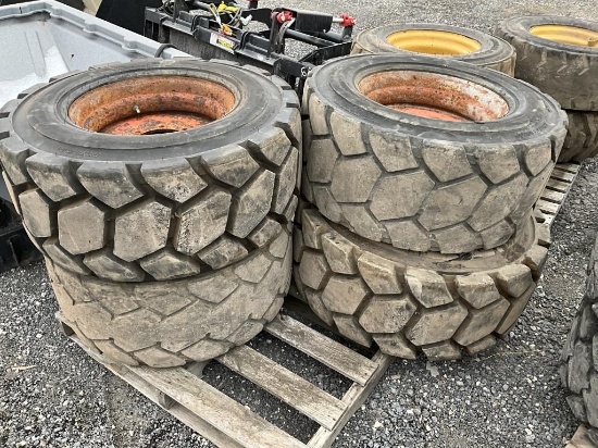 (4) Used 12-16.5 Air Filled Skid Steer Tires