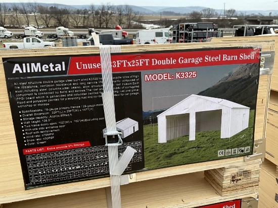 New Double Garage Steel Barn Shed