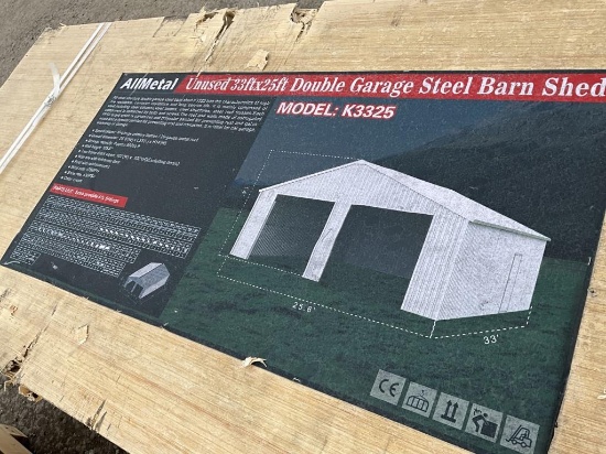 New Double Garage Steel Barn Shed