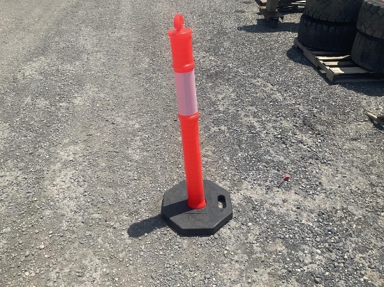 (100) 43" Tall T-Top Bollard & Warning Bunting