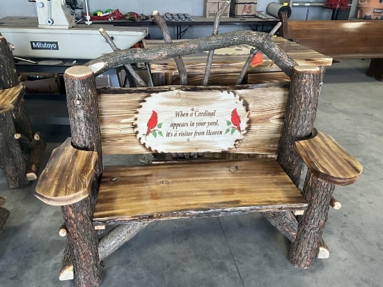 Handmade Bench w/ Cardinals