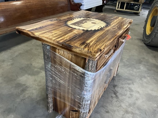 Handmade Wooden Stand w/ Bear & Cubs