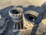 (4) Used Solid Skid Steer Tires - 33 x 12 -20