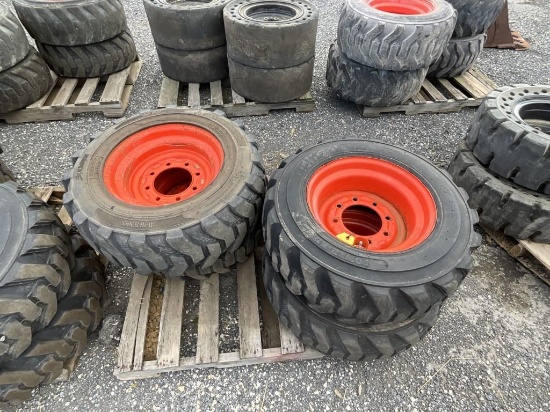 (4) Used 10-16.5 Skid Steer Tires
