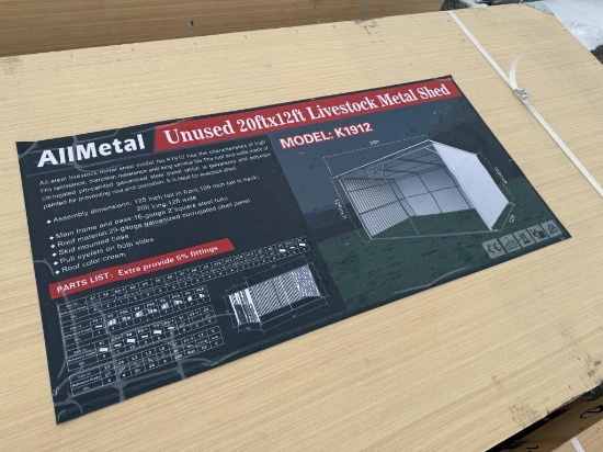 New 12Ft X 20 Ft Live Stock Metal Shed