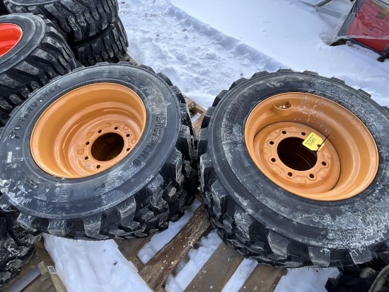 New Set (4) 12-16.5 Skid Steer Wheels/ Tires Case