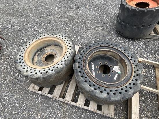 (4) Used Solid 36 x 14 x 20 Skid Steer Tires