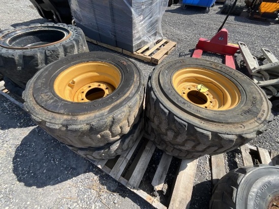 (4) 12X16.5 Foam Filled Skid Steer Tires