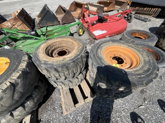 (4) Used 12X16.5 Air Filled Skid Steer Tires