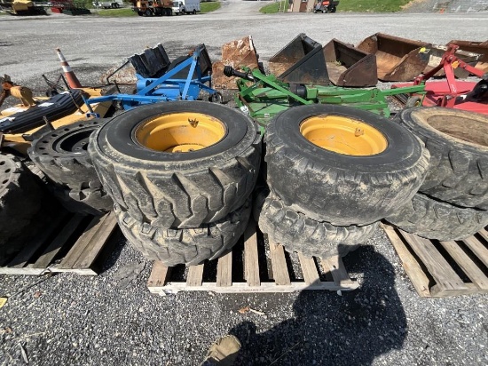 (4) Used 14X17.5 Air Filled Skid Steer Tires