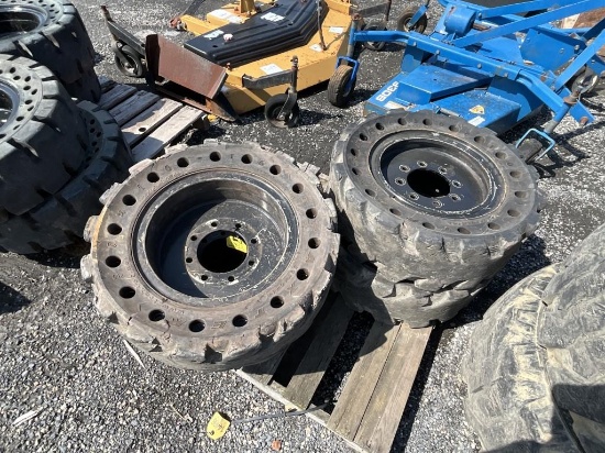 (4) Used 30X10x16 Solid Skid Steer Tires
