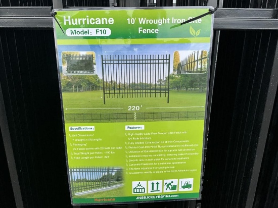 New 22PCS 10' Wrought Iron Fence