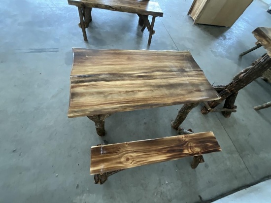 Hade Made Wood Kids Table W / 2 Bench's