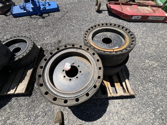 (4) Used 33X12-20 Solid Bobcat Wheels / Tires