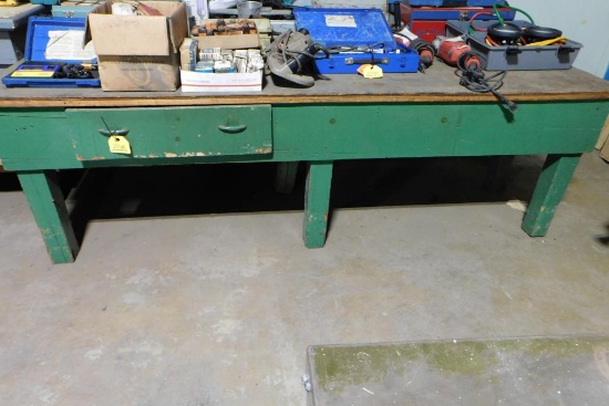 Green Wooden Workbench Table